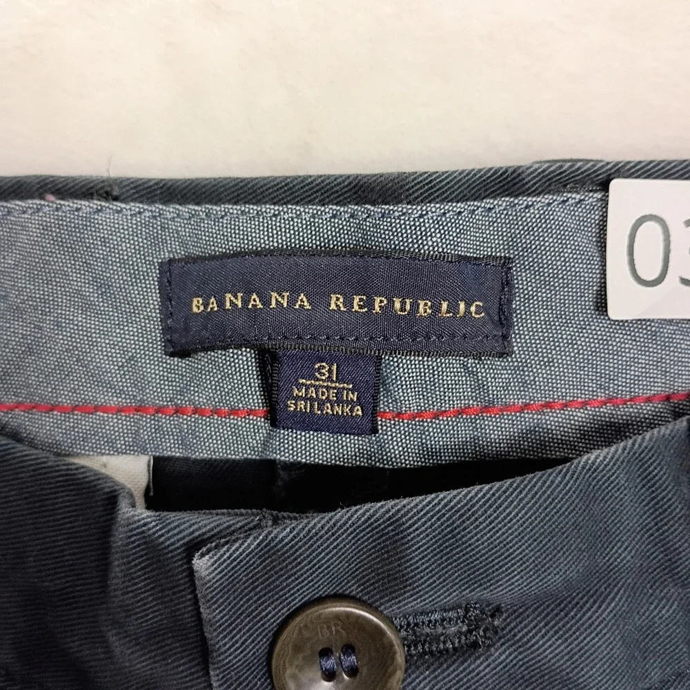 Banana Republic Chino Shorts Men 31 Navy Blue Cotton Twill Casual Classic Summer